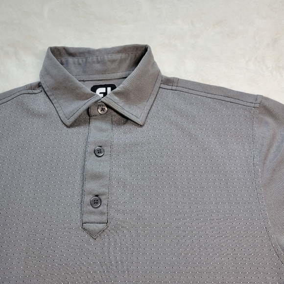Footjoy Polo Shirt Small Shirt FJ Gray Geometric Double Sided Pattern Golf - Picture 2 of 6